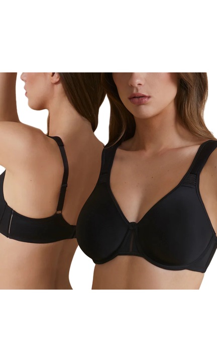 Sutien Push Up, Selene, Lorea, Cupe Confortabile Moi, Bretele Reglabile, Material Moale, Sustinere Sporita, Funda Intre Cupe, Material Respirabil, 84% Poliamida, 16% Elastan, Negru, Negru