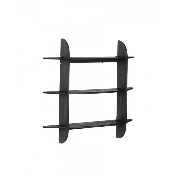Етажерка с 3 рафта, черно мангово дърво, Westwood 100x23x100 см