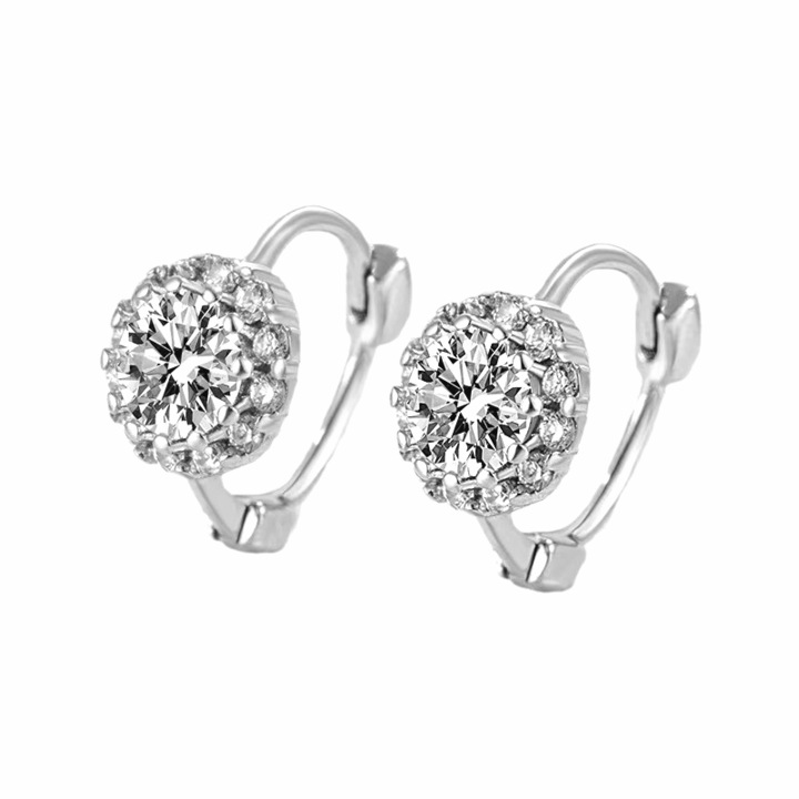 HYTIREBY fülbevaló, ezüst 925, cirkónia, nikkelmentes, kerek
