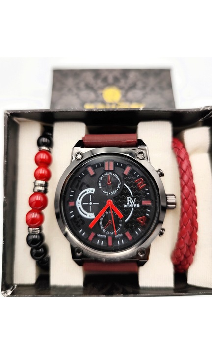 Set pentru barbati: ceas de mana Quartz si doua bratari asortate