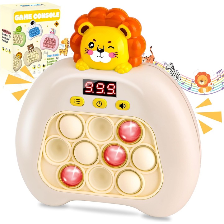 Pop it electric FiGGA®, Joc interactiv copii, 10 moduri de joc, 999 leveluri, Leu