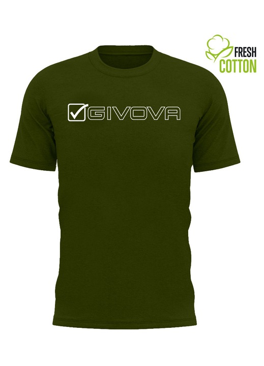 Givova Mondo póló, pamut, Army Green/White, Fehér/Zöld