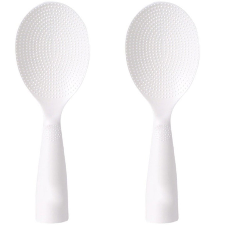 Set 2 linguri de orez, JENUOS®, termorezistent, din plastic, Alb