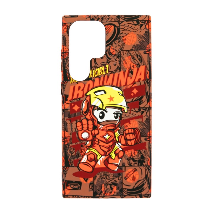 Husa de telefon, LUXO, compatibil cu Samsung Galaxy S23 Ultra, model Iron Ninja cu efect fosforescent, TPU, multicolor