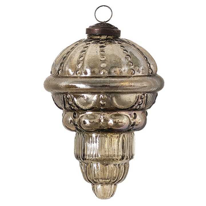 Комплект 4 глобуса за елха златисто кафяво стъкло 8х13 см