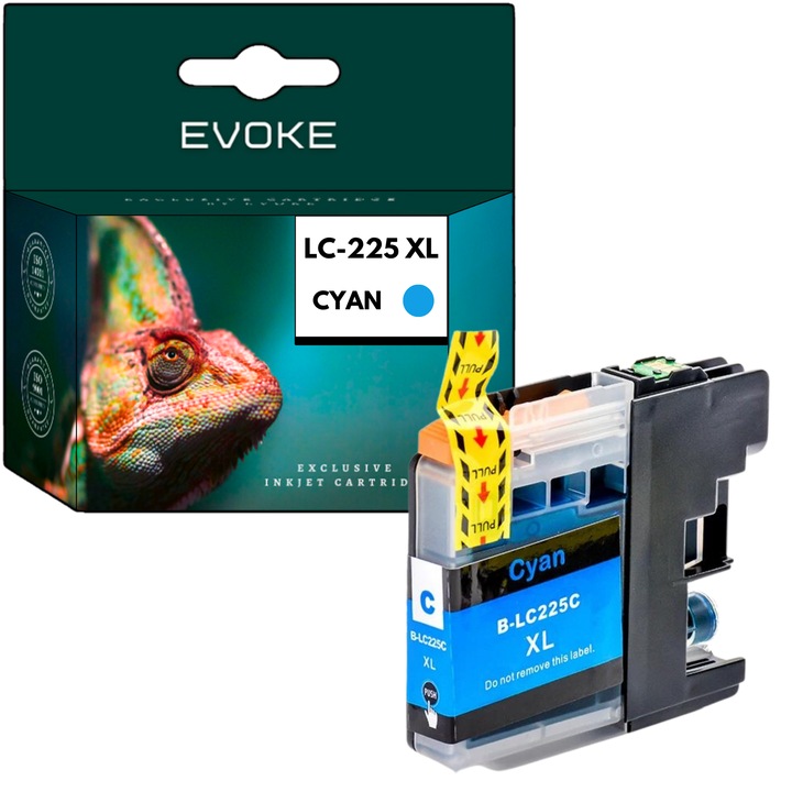 Brother 225XC ciánkék tintapatron, 16 ml, 1280 oldal, LC225C / LC225XLC, kompatibilis a DCP-J4120DW DCP-J562DW MFC-J5320DW MFC-J4620DW készülékkel