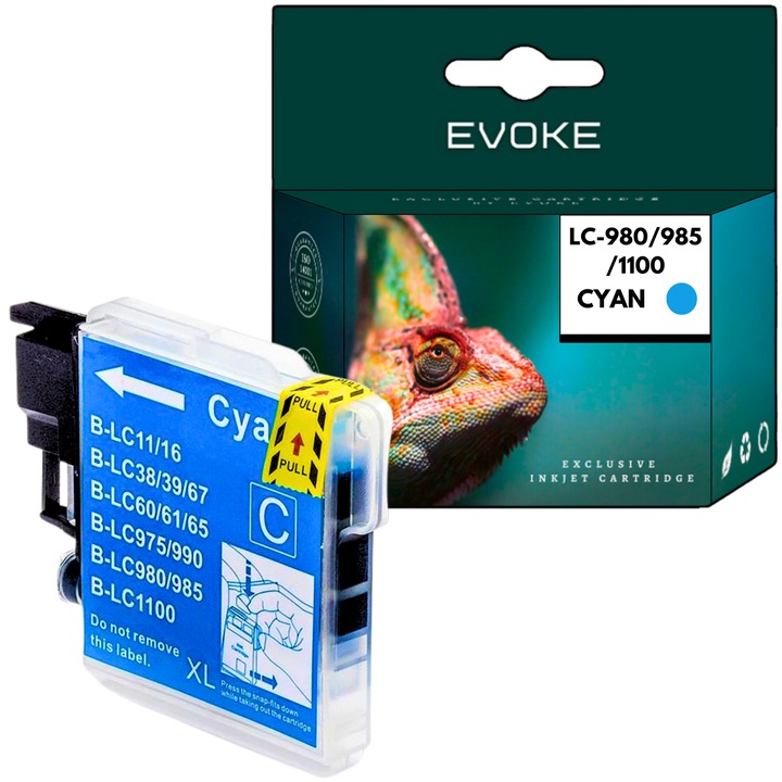 Brother 980C/985C ciánkék nyomtató tintapatron, 12 ml, 280 oldal, LC980C / LC985C / LC1100C, kompatibilis a DCP J125 J140W J315W J415 J515 J415 MFC J410 J415 J415 J415 J415W nyomtatóval