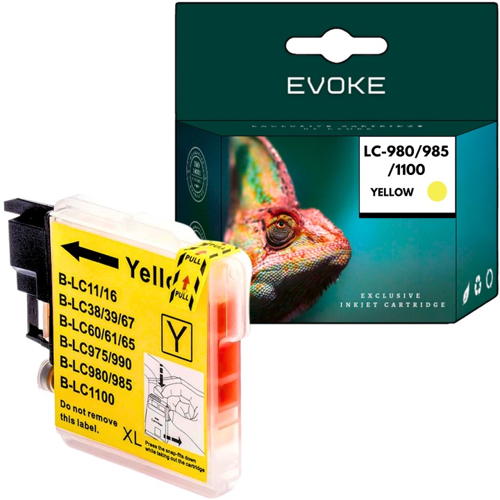 Brother 980Y/985Y sárga tintapatron, 12 ml, 280 oldal, LC980Y / LC985Y / LC1100Y, kompatibilis a DCP J125 J140W J315W J415 J515 J415 J415 MFC J410 J415 J415 J415 J415W készülékkel