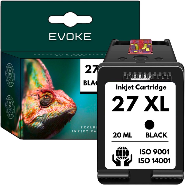 Cartus cerneala imprimanta pentru HP 27 negru, 20 ml, 440 pagini, C8727AE, compatibil cu deskjet 3320 3420 3520 3650 3745