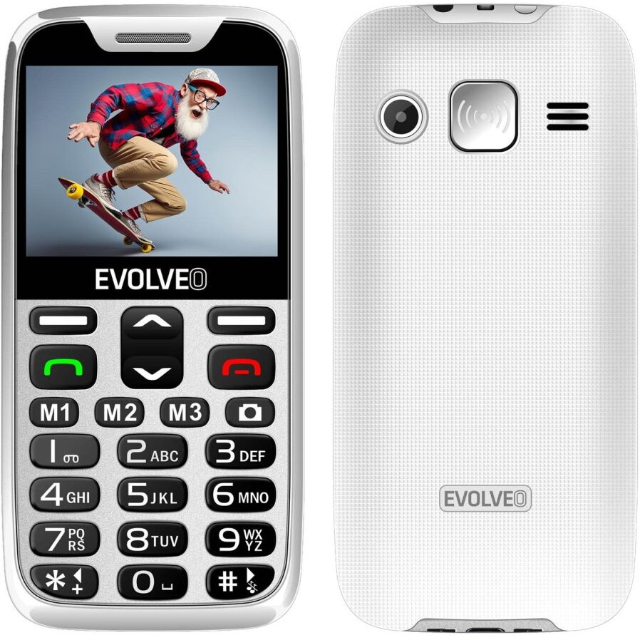 EVOLVEO EasyPhone XR, telefon mobil pentru seniori cu suport de incarcare, alb