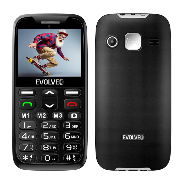 EVOLVEO EasyPhone XR, telefon mobil pentru seniori cu suport de incarcare, negru