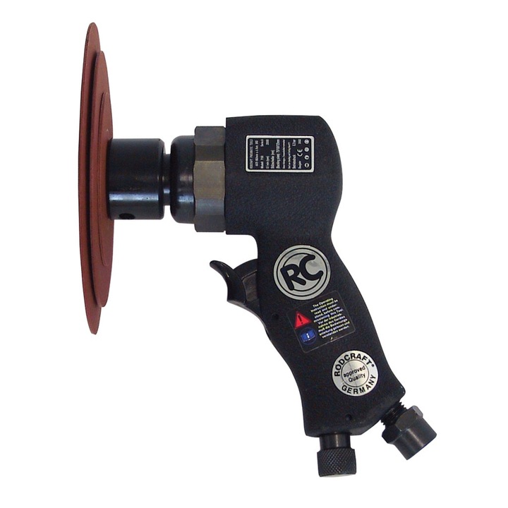 Masina de slefuit, pneumatica, tip pistol, priza aer 1/4", diametru pad 75/110/140 x 22mm, turatie 18000rpm, putere 500W, Rodcraft RC7150