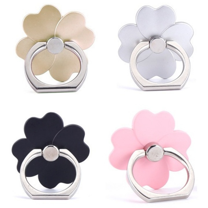 4 db-os mobiltelefon csengőtartó készlet, 360 fokban forgatható, Univerzális kompatibilitás, Öntapadós, Virágos, enkourakoko®, Többszínű