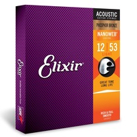 Set corzi chitara acustica, Elixir Nanoweb, Grosime 12-53 Extra Light, Phosphor bronz, enkourakoko®