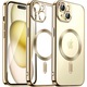 Husa telefon CLOOPER™, Compatibila iPhone 15, tip MagSafe, Rezistenta la socuri si zgarieturi, Transparenta, Gold