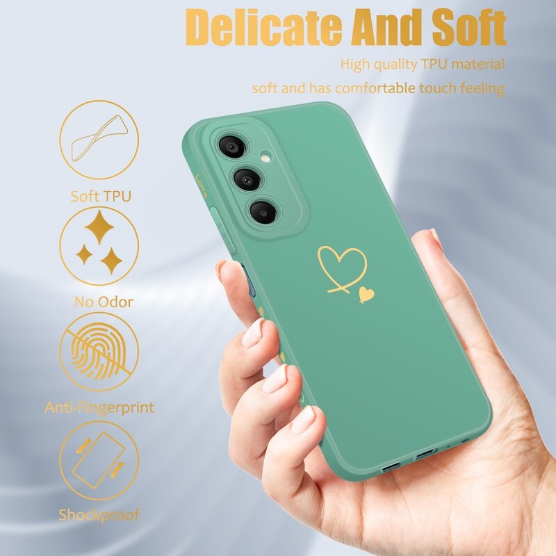 Set husa/3 folii protectie ecran, compatibil cu Samsung Galaxy A15 4G / 5G, TPU/sticla securizata, verde