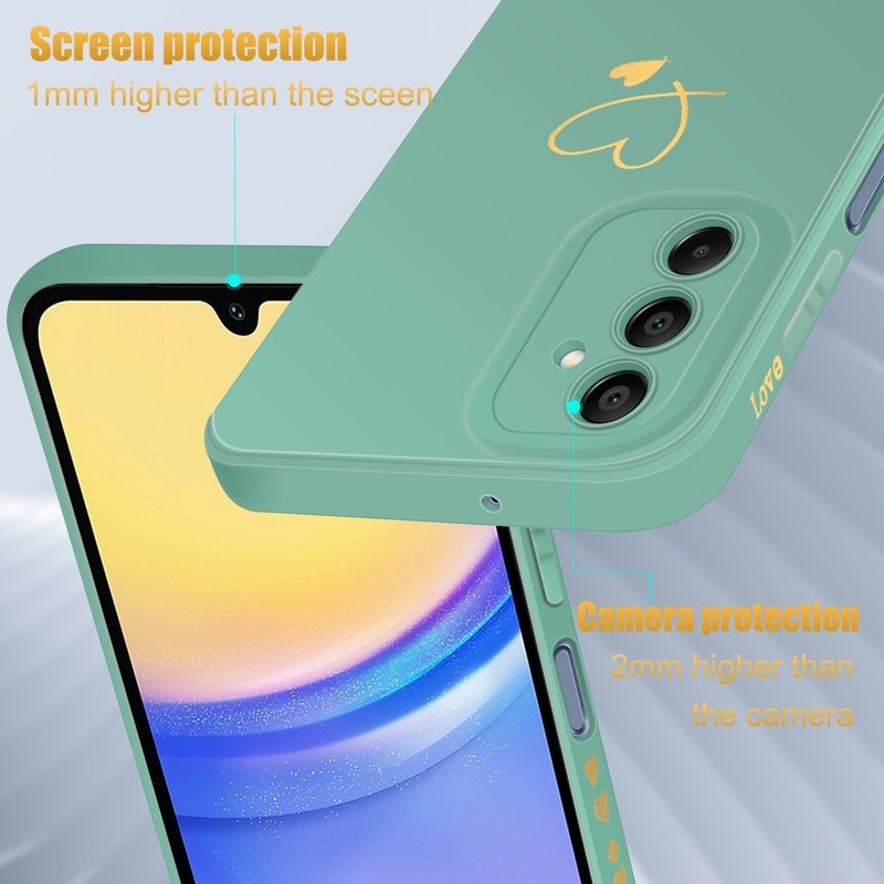 Set husa/3 folii protectie ecran, compatibil cu Samsung Galaxy A15 4G / 5G, TPU/sticla securizata, verde