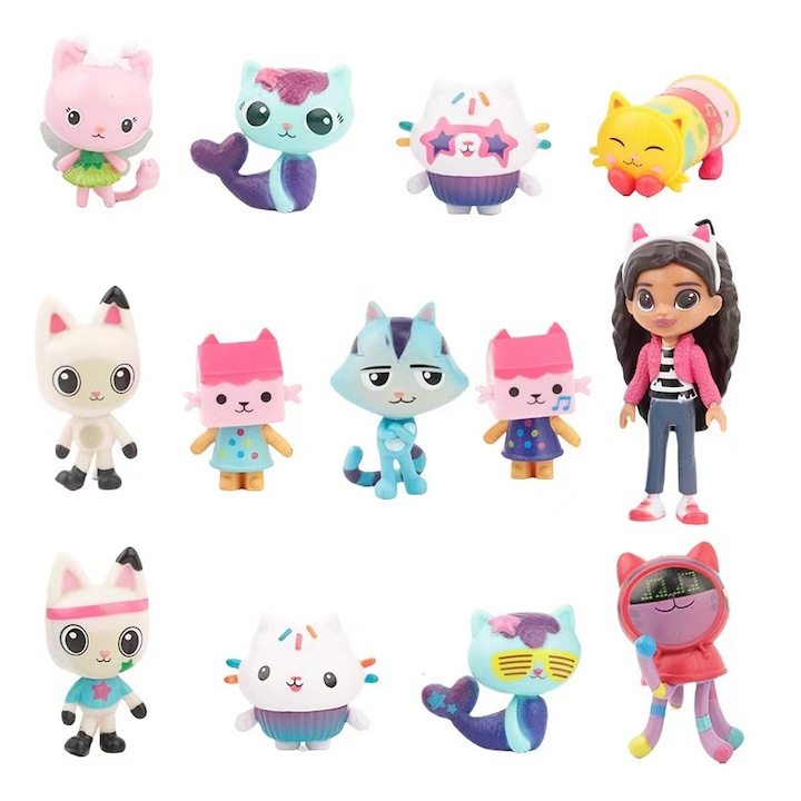 Tovbmup figura szett, Gabby's Dollhouse, 13 db, 3-8 cm, PVC, sokszínű