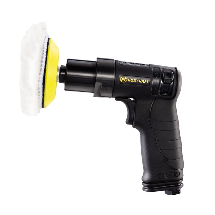 Masina de slefuit, pneumatica, format MINI, tip pistol, priza aer 1/4", diametru pad 75mm, turatie 5500rpm, putere 150W, Rodcraft RC7683