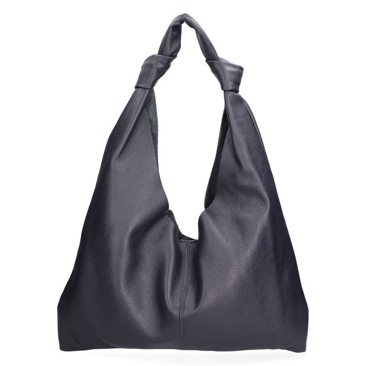 Viola Castellani, Geanta din piele cu bareta de umar si etui cu fermoar, Albastru inchis