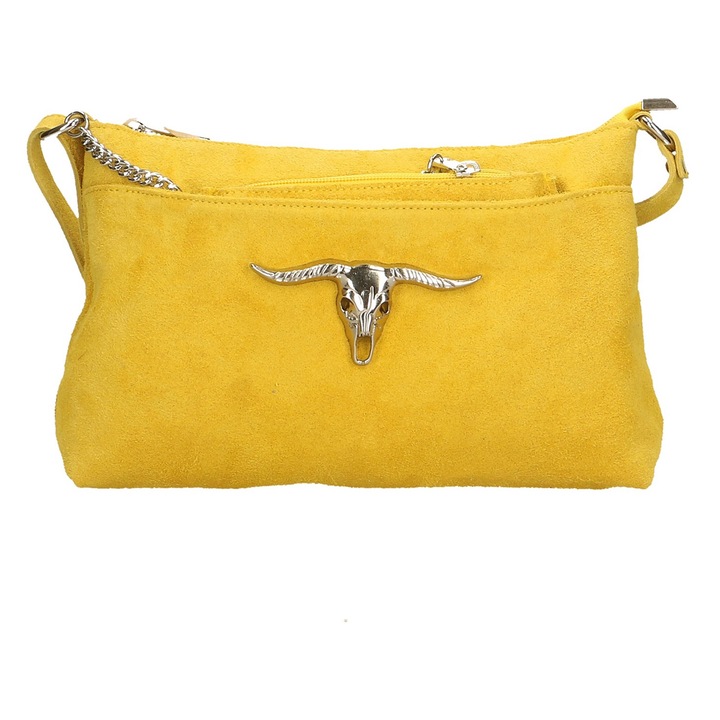 Gave Lux, Geanta crossbody din piele, Galben sofran