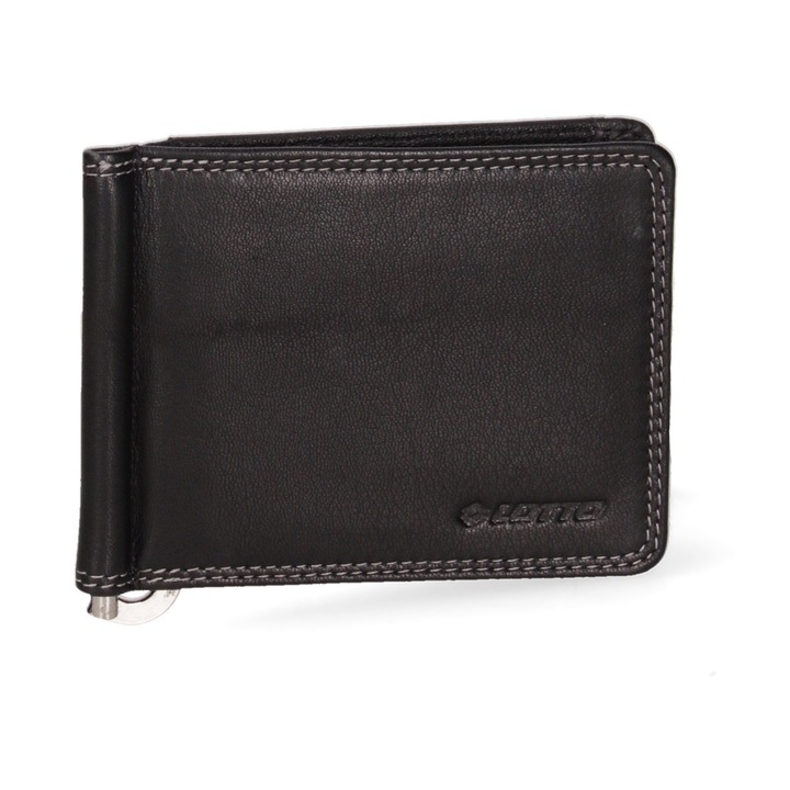 Lotto, Portofel pliabil cu agrafa pentru bancnote, Negru