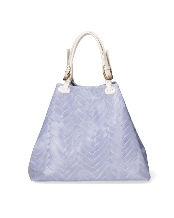 Chiara Ferretti, Geanta tote cu model herringbone, Albastru azur