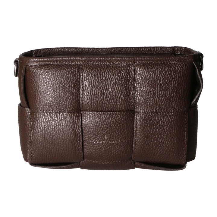Chiara Ferretti, Geanta crossbody din piele, Maro inchis