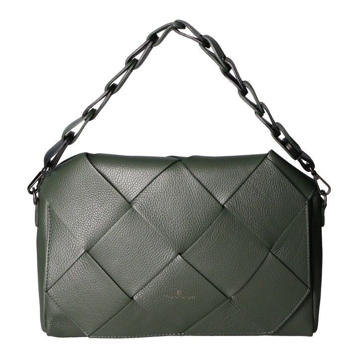 Chiara Ferretti, Geanta din piele cu bareta de umar, Verde inchis