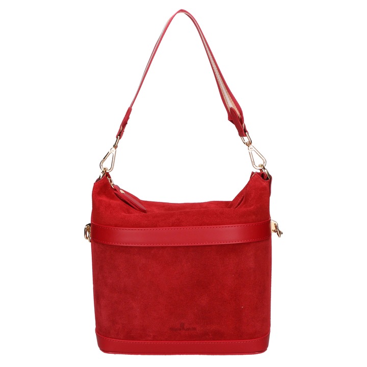 Chiara Ferretti, Geanta hobo din piele intoarsa si piele, Rosu