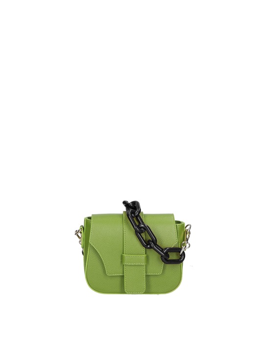 Chiara Ferretti, Geanta crossbody din piele cu maner din lant, Verde deschis