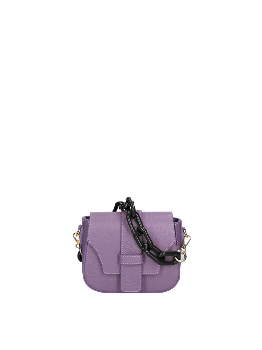 Chiara Ferretti, Geanta crossbody din piele cu maner din lant, Violet deschis
