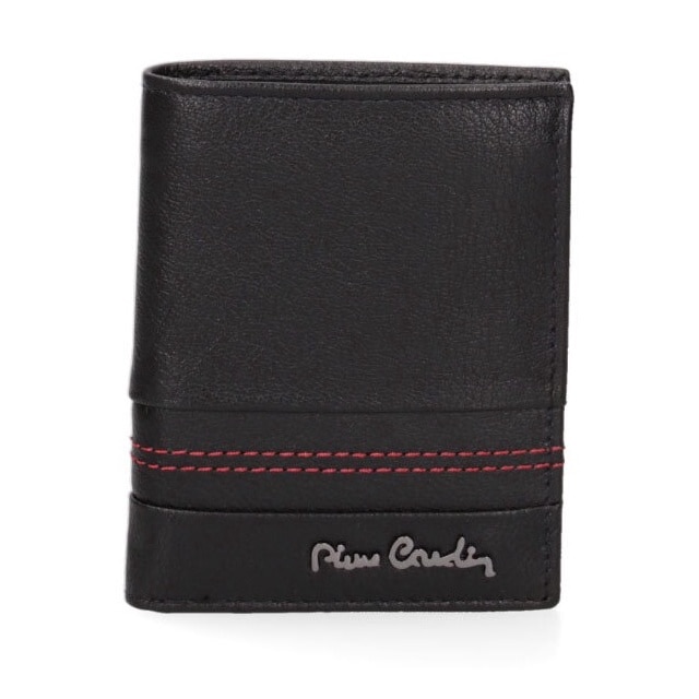 Pierre Cardin, Portofel din piele cu logo metalic 168321, Rosu, Negru