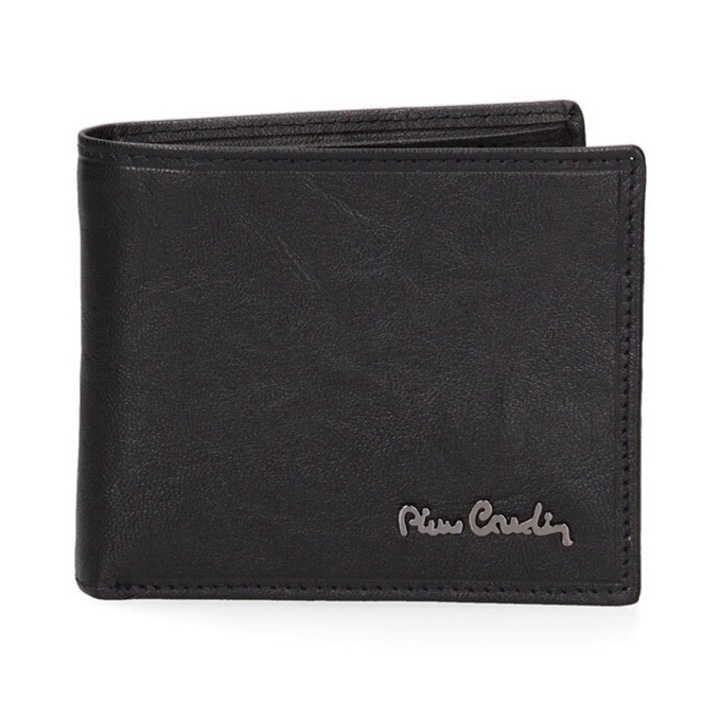 Pierre Cardin, Кожен портфейл 168331 с лого, Черен