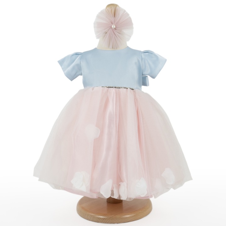 Rochita Botez "Astrid", cu Bentita, 2 piese, pentru Fete, culoare Roz, marca LoreBebe ® - 69-74 CM