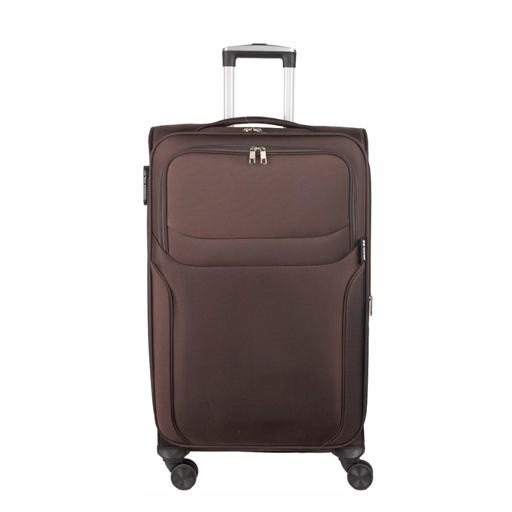 Troler voiaj Mare, Naimeed D5973, 4 roti duble 360 grade, material textil, inchidere cifru, Maro, 46x31x73cm