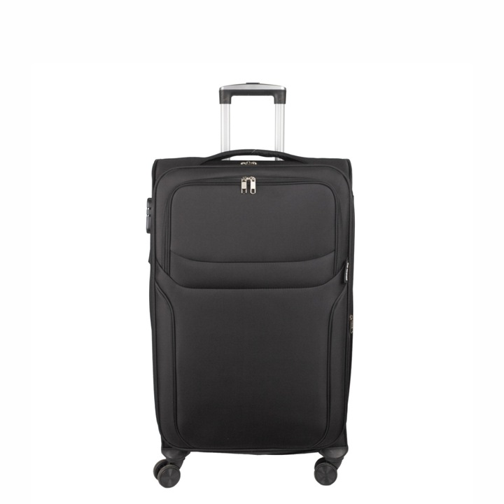 Куфар Naimeed D5971, 4 двойни колела 360 градуса, текстил, заключване на цифри, черен, 36x23x52 см