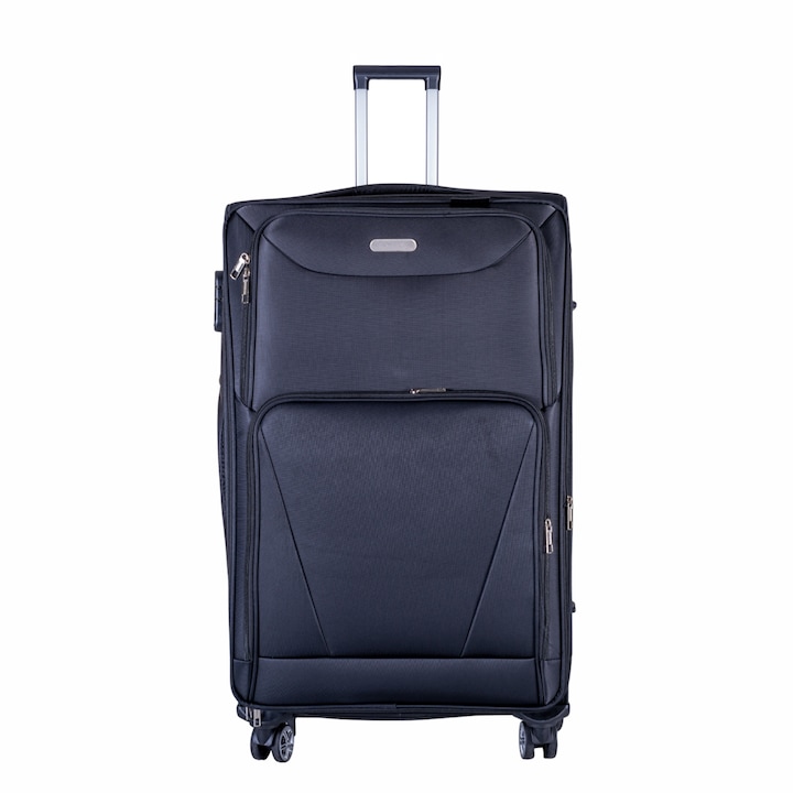 Куфар Naimeed D5998, 4 двойни колела 360 градуса, текстил, кодова брава, черен, 41x23x68 см