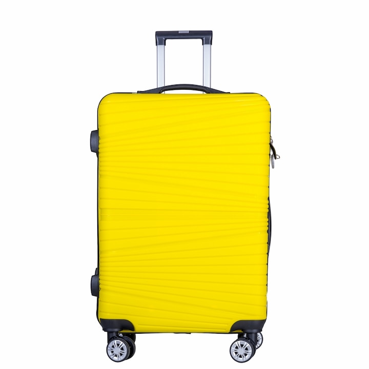 Közepes bőrönd, Naimeed D6021, 4 dupla kerék 360 fokos, PP, számjegyzár, Sárga, 37x22x52cm