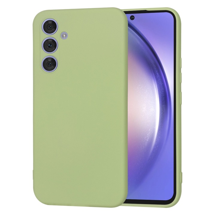 Калъф за Samsung Galaxy A54 5G Liquid Silicone тънък подплатен с микрофибърна защита против пръстови отпечатъци зелен