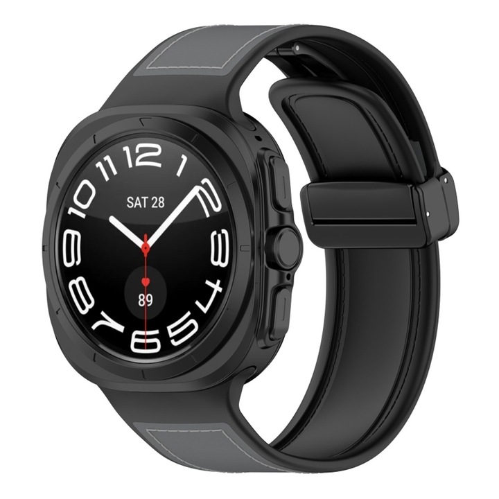 Curea Ceas SmartWatch din piele PU pentru Samsung Galaxy Watch Ultra 47mm, OPTIM SOLUTION, Stylish Design, Comfy to Wear, Easy to Install, Gri