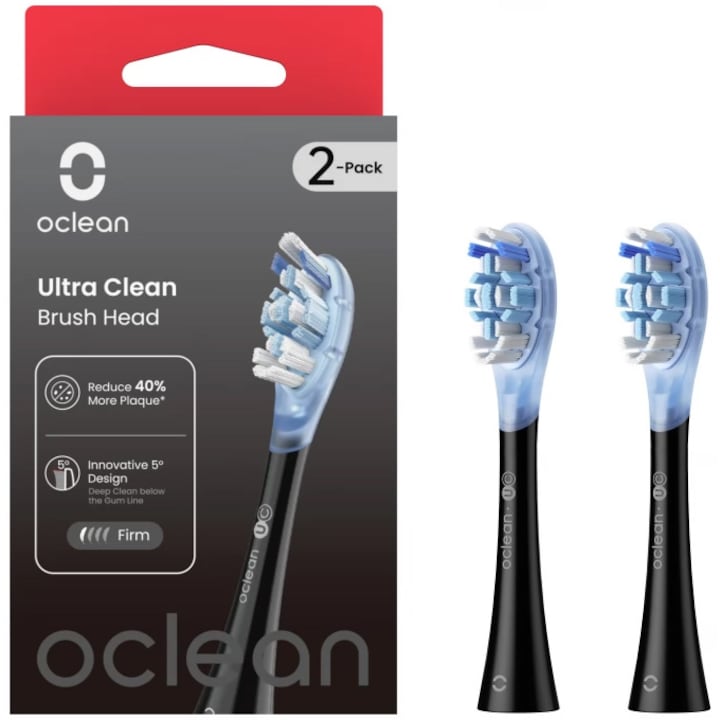 Set 2 capete periuta de dinti Oclean Ultra Clean compatible cu toate periutele electrice Oclean, negru