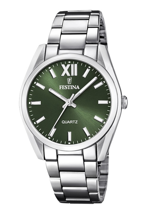 Festina, Ceas quartz cu cadran cu logo, Verde, Argintiu