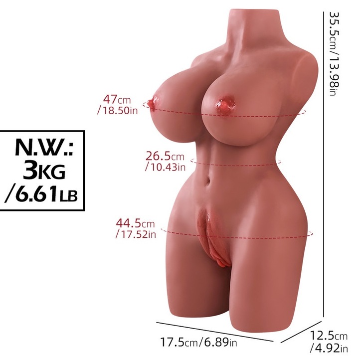 Yukaione női szexuális törzs gerincvel, 3 az 1-ben mell vagina anális, valósághű textúra, rózsaszín, 3 kg