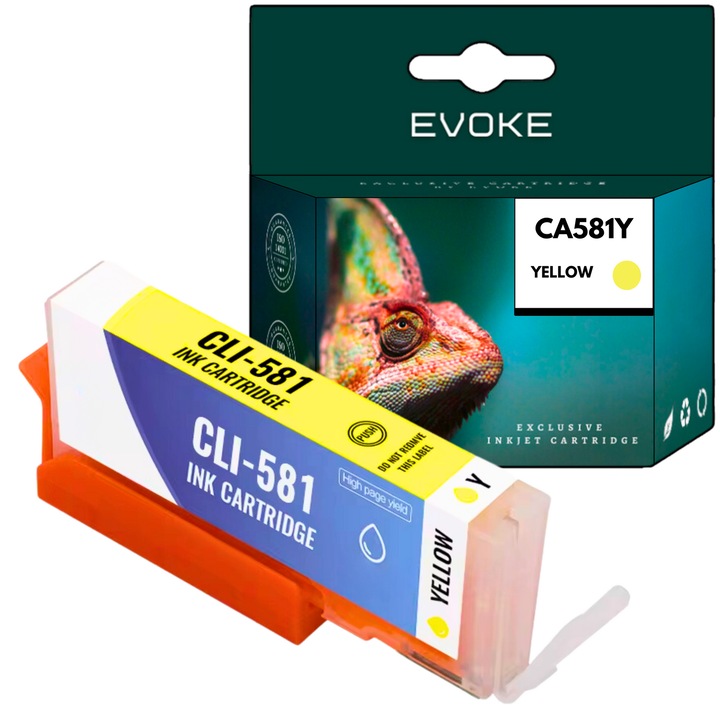 Cartus cerneala imprimanta pentru Canon 581XY galben, 12 ml, 850 pagini, CLI-581Y, compatibil cu TS6250 TS6251 TS6350 TS6351 TS8100 S705 TS705a