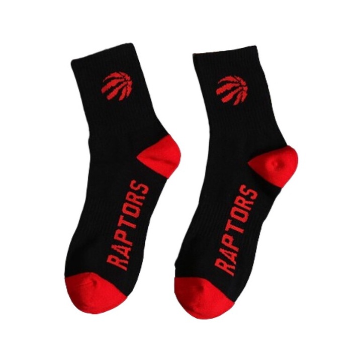 Ferfi sportzokni, Toronto Raptors, pamut, univerzalis, Piros/Fekete, One Size