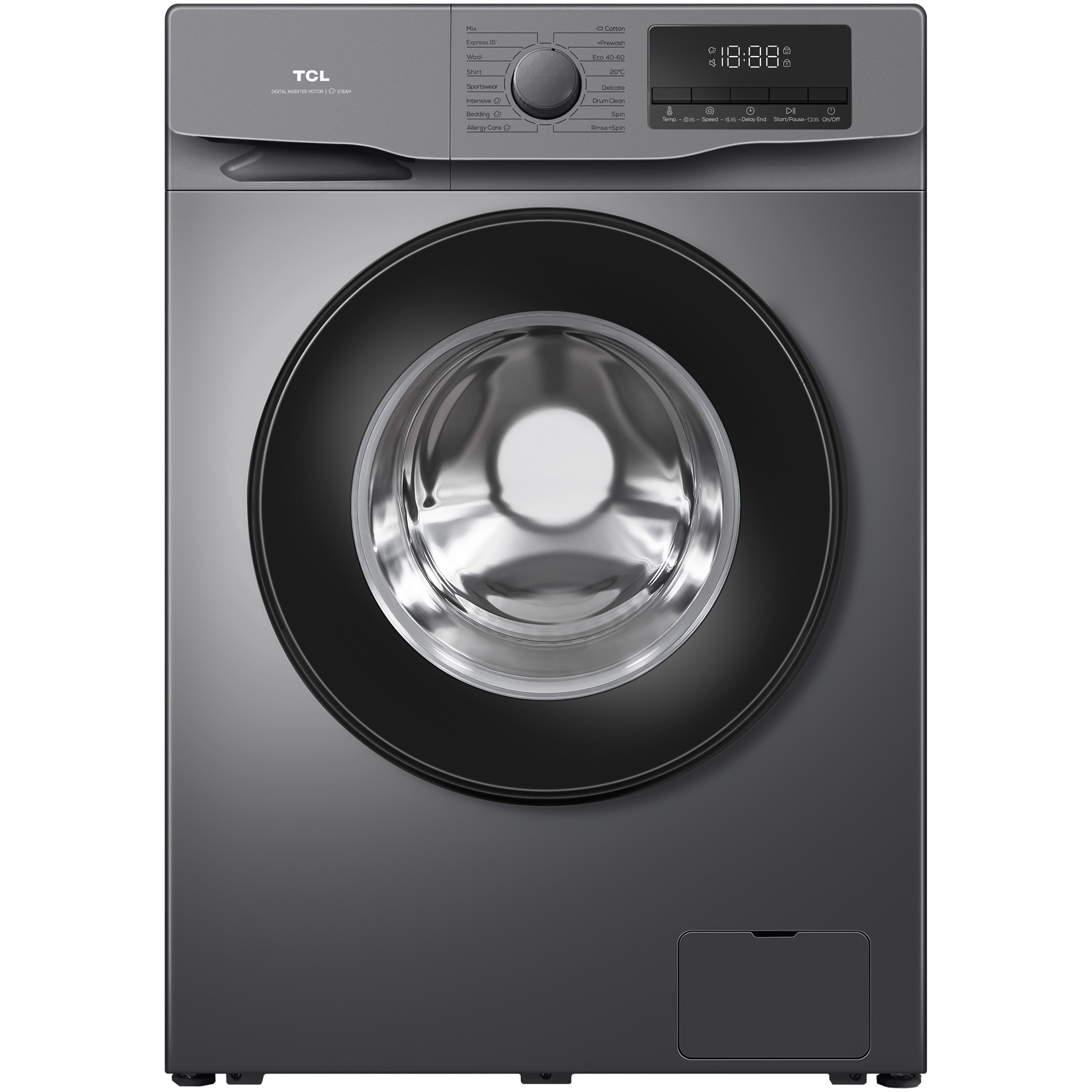 Masina de spalat rufe TCL FF0612SB1, 6 kg, 1200 RPM, Clasa B, BLDC Inverter Motor, Steam Wash, Drum Clean, 24 Hour Delay, Honeycomb Drum, Quick Wash 18 min, Add Garment, 16 Program