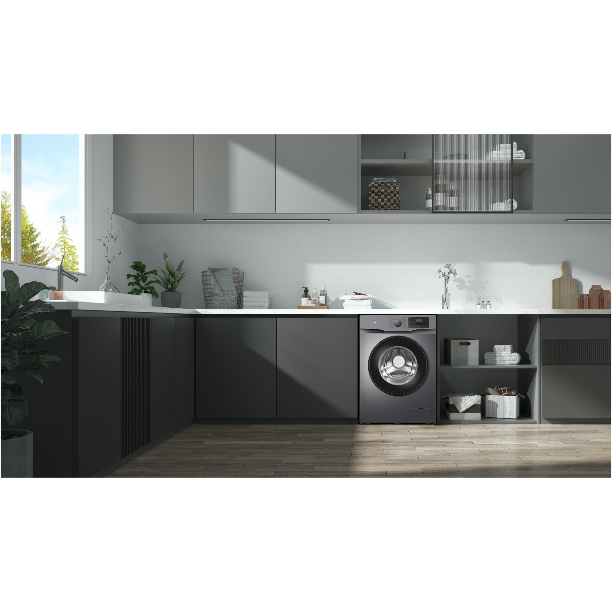 Masina de spalat rufe TCL FF0612SB1, 6 kg, 1200 RPM, Clasa B, BLDC Inverter Motor, Steam Wash, Drum Clean, 24 Hour Delay, Honeycomb Drum, Quick Wash 18 min, Add Garment, 16 Programe, Argintiu