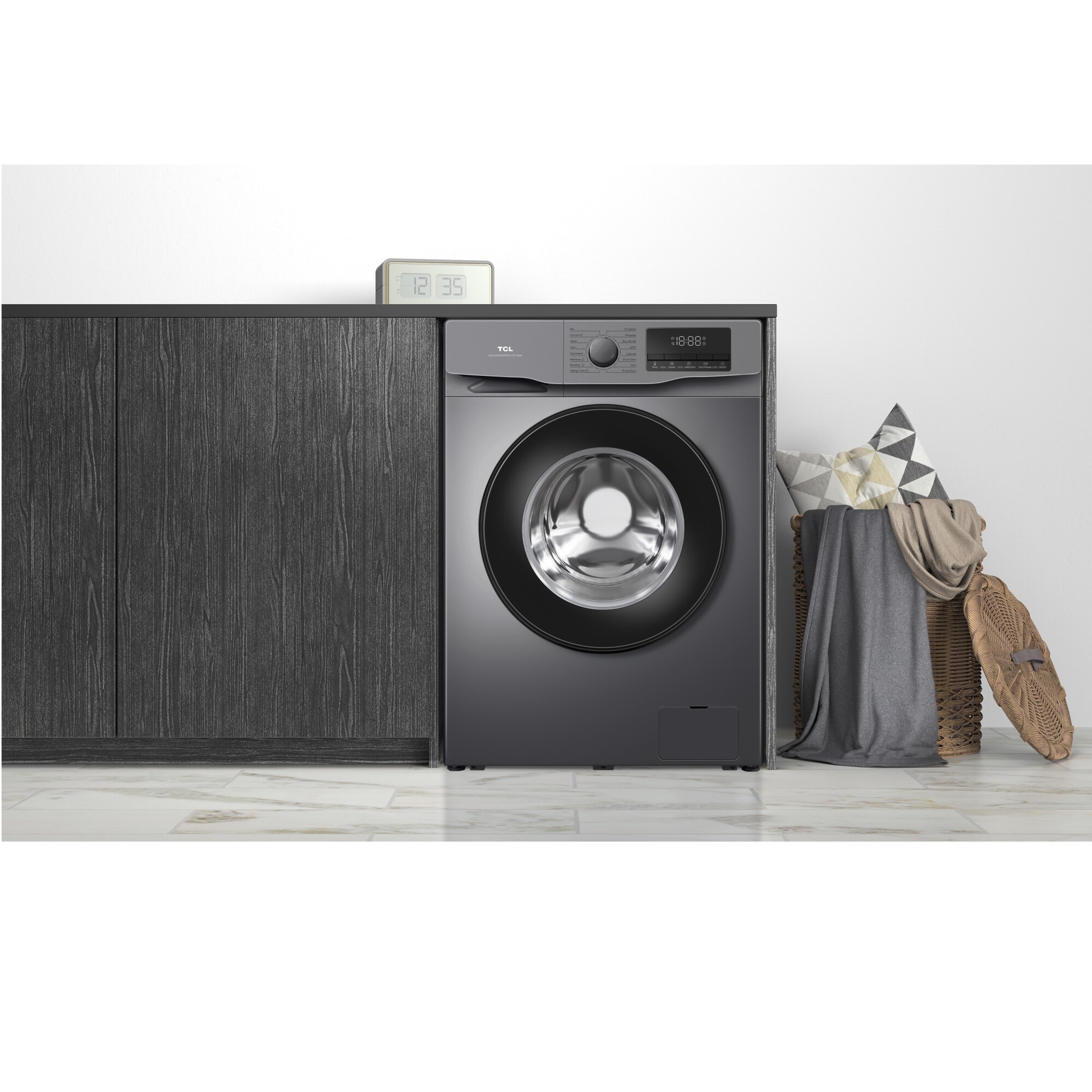 Masina de spalat rufe TCL FF0612SB1, 6 kg, 1200 RPM, Clasa B, BLDC Inverter Motor, Steam Wash, Drum Clean, 24 Hour Delay, Honeycomb Drum, Quick Wash 18 min, Add Garment, 16 Programe, Argintiu