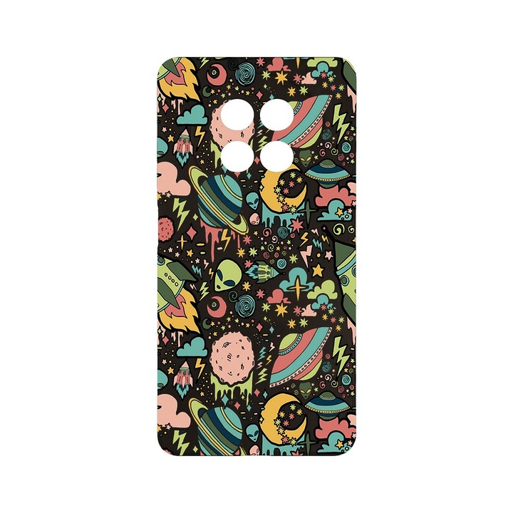 Силиконов калъф BestCase за Realme 12 5G, Universe, Planets UFO, Camera Protection, Black c-B 472